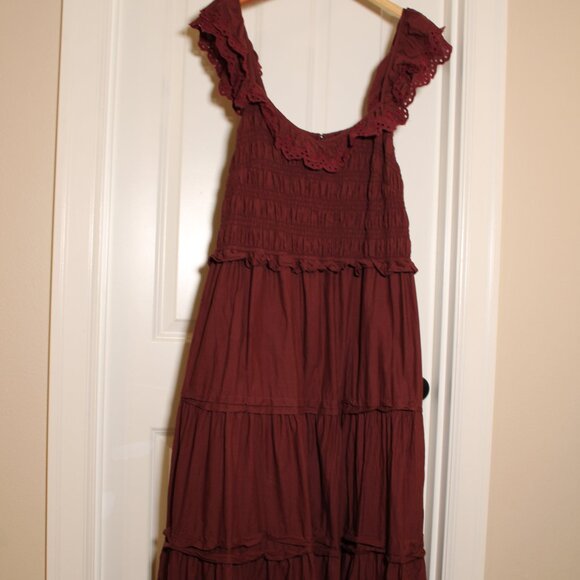 Madewell Dresses & Skirts - Madewell NWOT size 20 red dress eyelet lace ruffles plus size